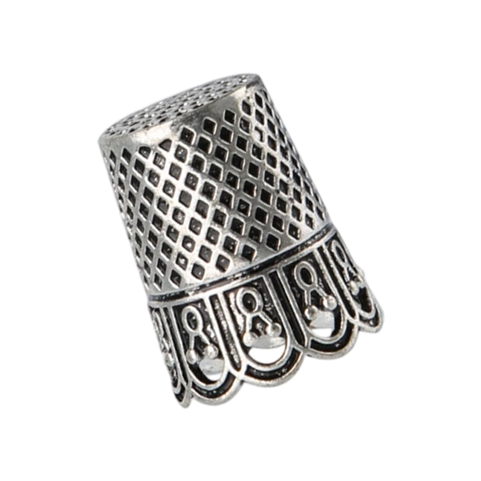 Yjcnelcr Metal Thimble with Awl and Needle Holder for Sewing Projects Permanent Metal Fingerstall Point