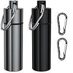 Small Pill Box,(2 Pack+2*Carabiner Clips) Keychain Pill Holder Portable Mini Travel Pill Container Metal Case Bottle with Keyring