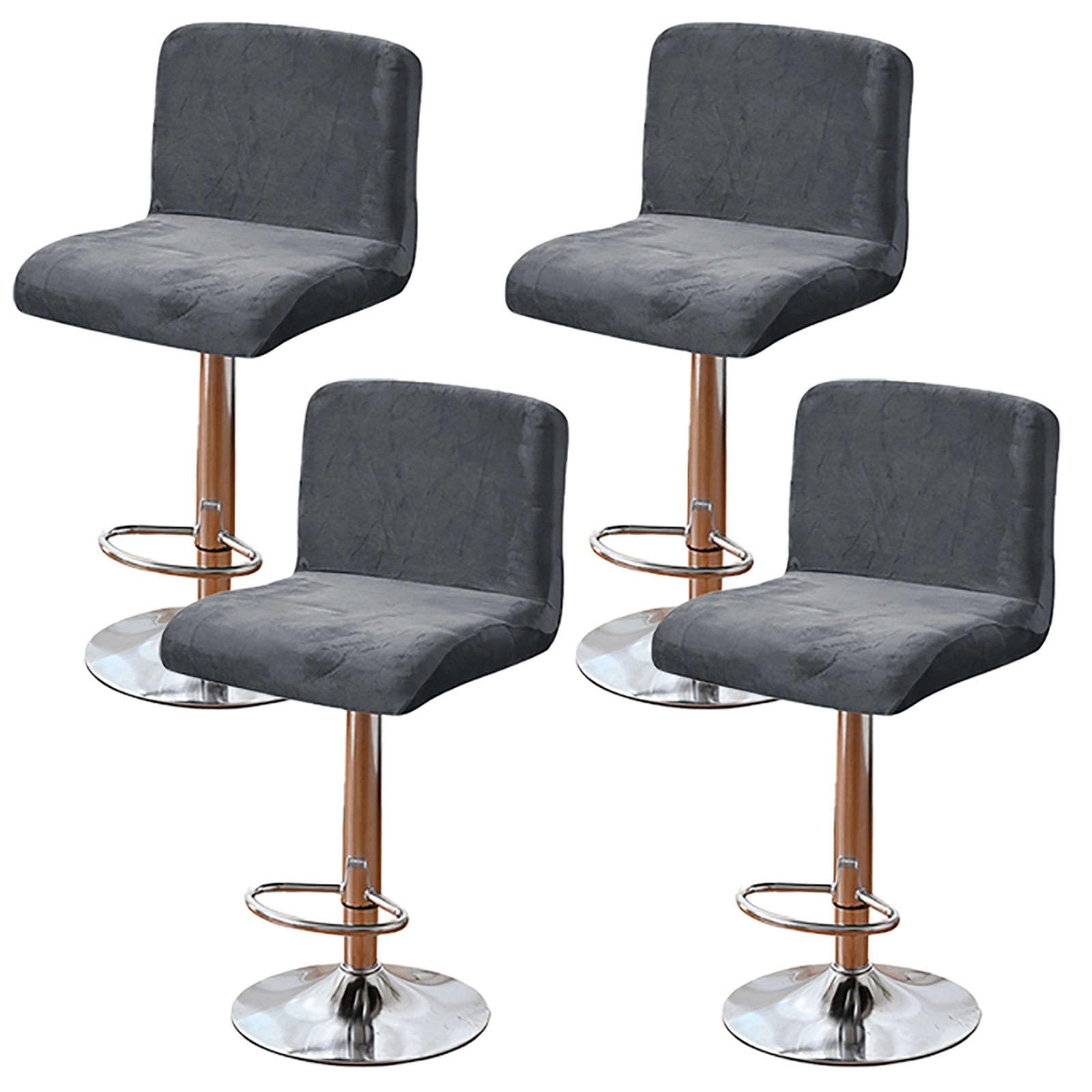 Housse de tabouret de bar en velours gris foncé | Lot de 4 extensibles