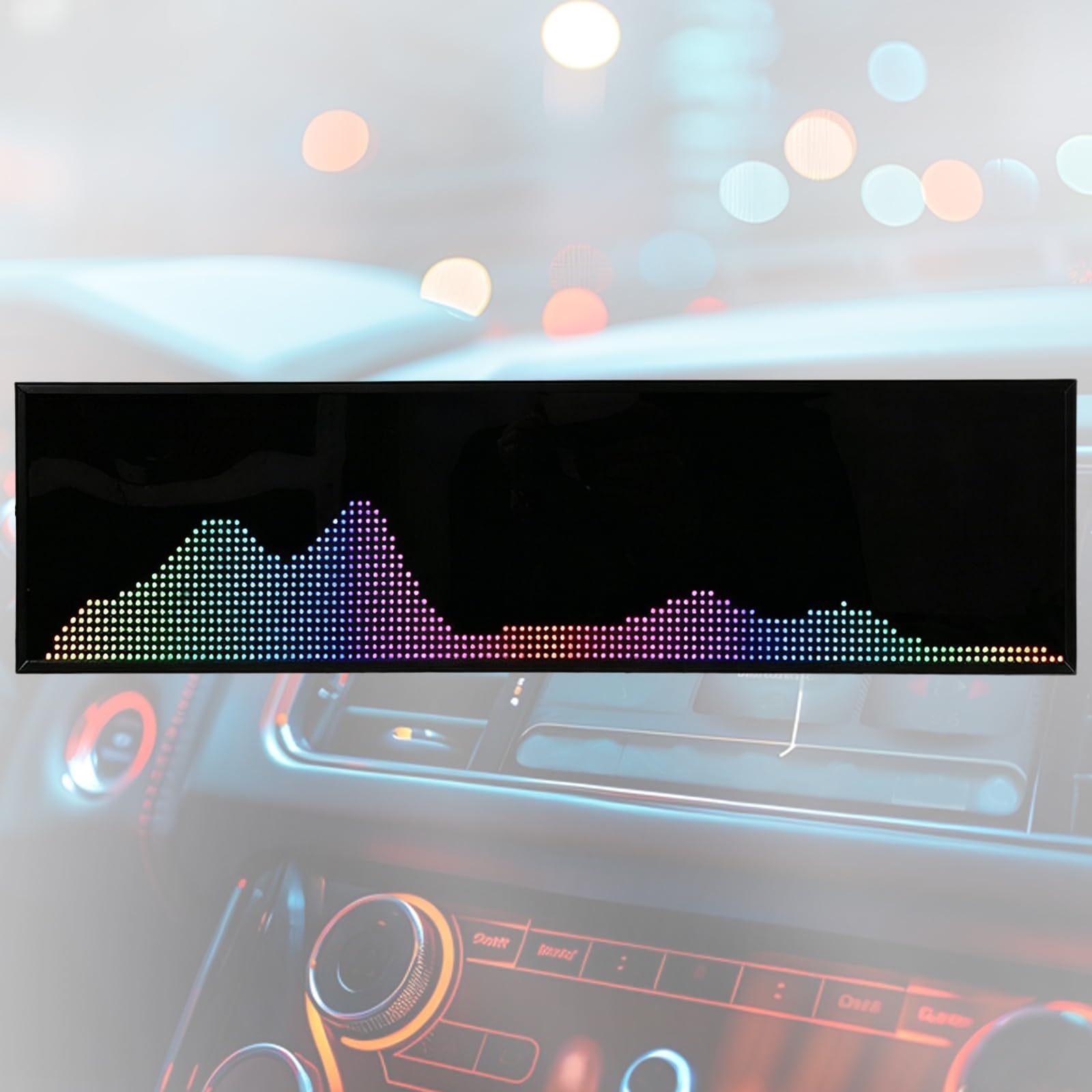 VILA SMO Led Music Spectrum Display, Audio Spectrum Analyzer, Switchable Digital Clock, Featuring 36 Display Styles, 16 Colors, 4 Frequency Ranges, And 3.5mm Audio Input, For Car, Studio