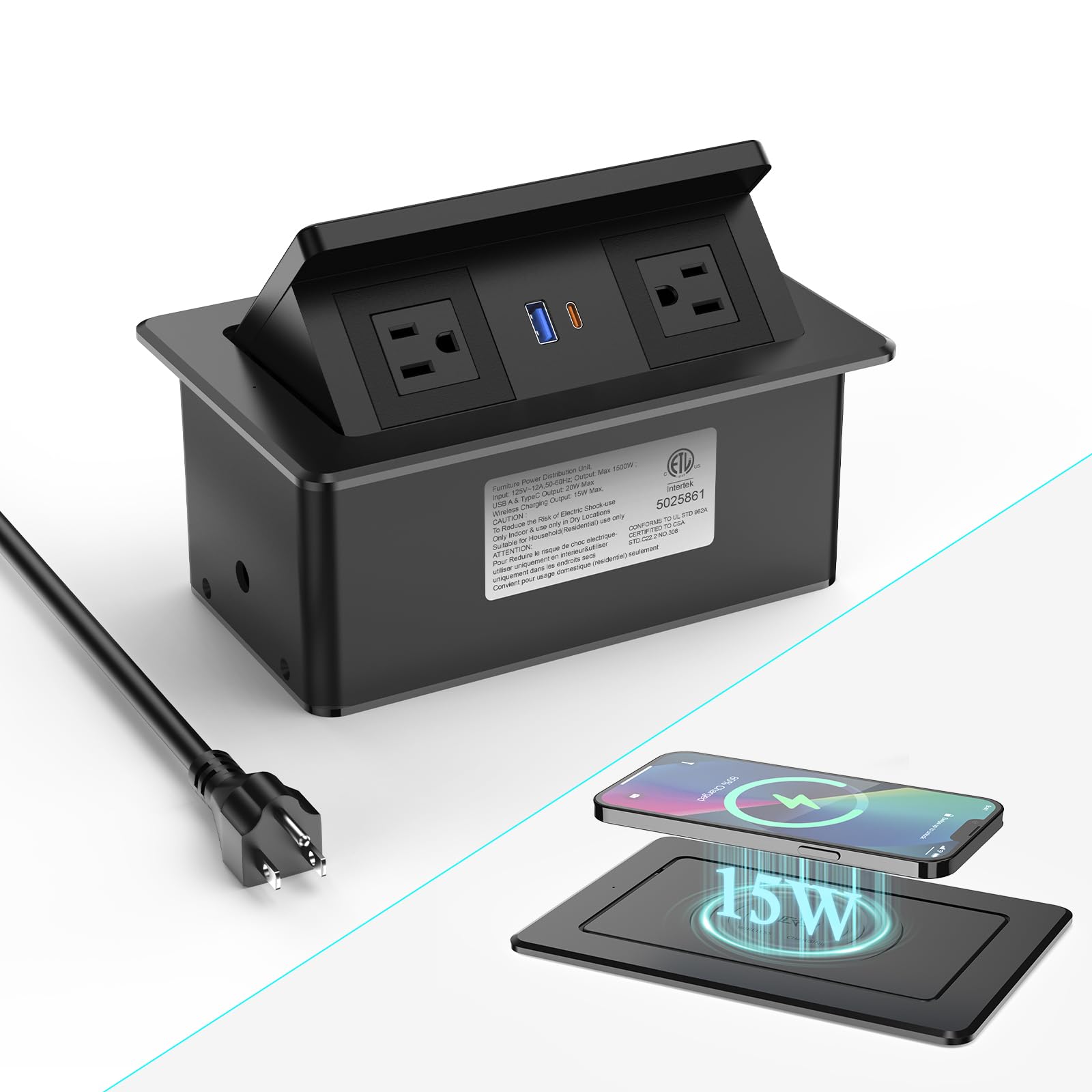 Photo 1 of XBA Pop Up Outlet for Countertop with 15W Wireless Charging & 20W USB-C