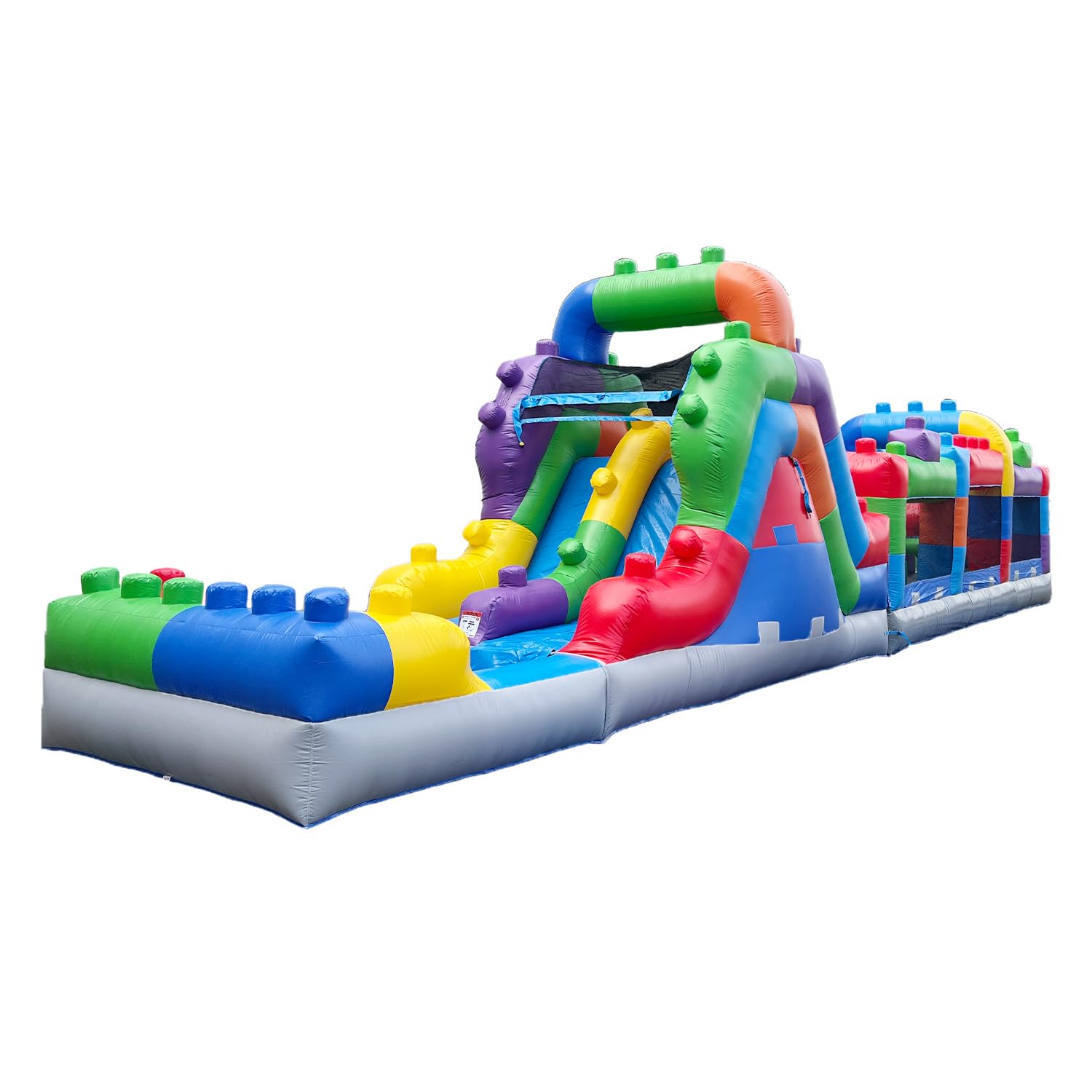 Photo 1 of ** 2 box set **
HeroKiddo 42'x 8'x 12' Block Party Inflatable Obstacle Course with Dual Lane Water Slide, 100% Commercial Grade PVC Vinyl, Wet/Dry Fun for Kids and Adults, Large Mesh Windows for Easy Supervision