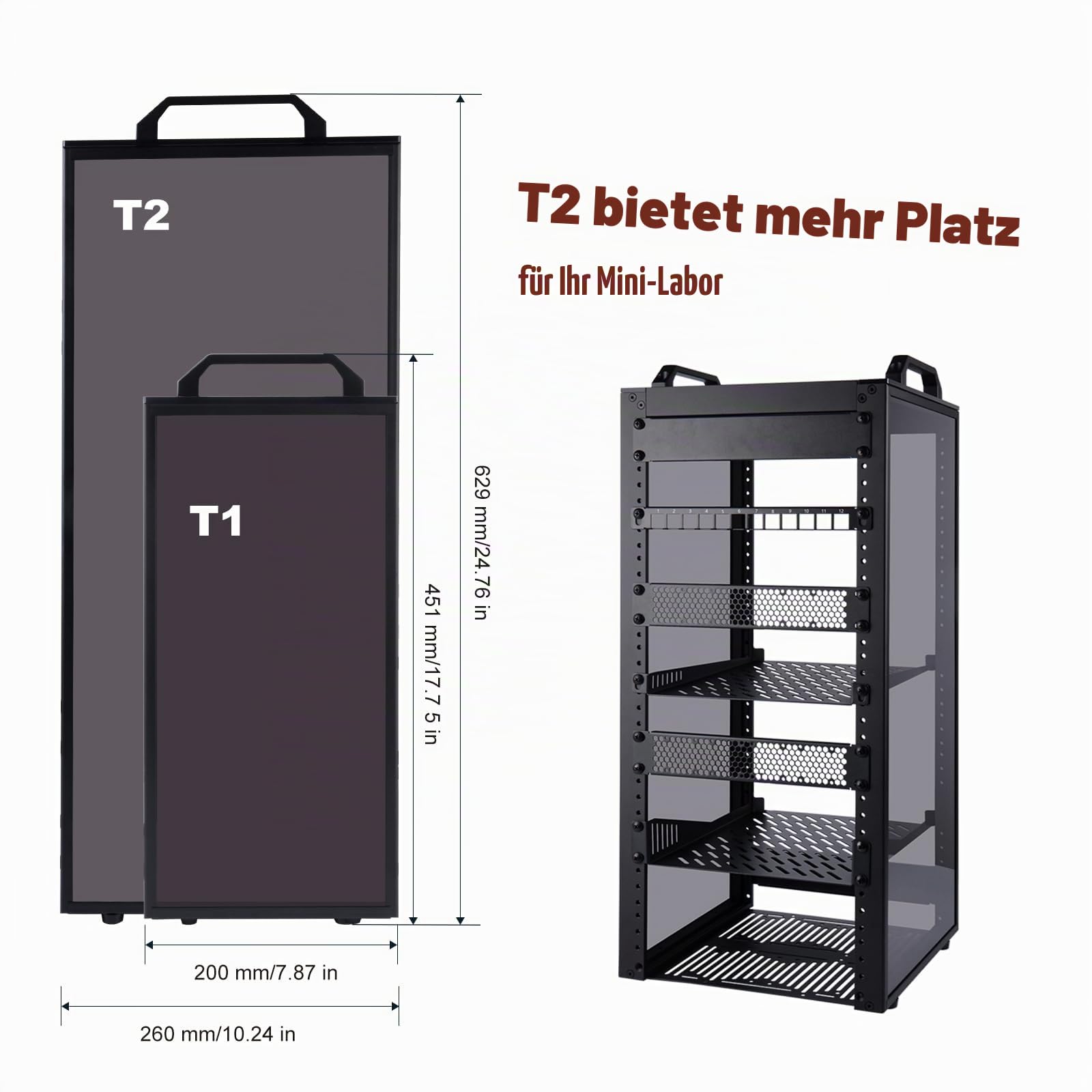 GeeekPi DeskPi RackMate T2, 12U 10 Zoll Serverschrank, 260 mm Tiefes Mini-Rack mit Regalboden & Blindplatte & Patchpanel, für NAS, AV- & Netzwerktechnik (Schwarz)