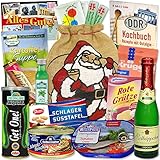 *Bestellungen werden werktags innerhalb von max. 24h in den DHL-Versand gegeben!* Sie erhalten im Geschenksäckchen: Rotkäppchen Piccolo Sekt, Halberstädter Schmalzfleisch, rote Grütze Himbeer, Krügerol Halsbonbon, Schlagersüßtafel, Heringsfilet Tomatencreme 200g, Kartoffelsuppe 3 Portionen im Beutel, Viba Nougat Stange, Pfeffi Likör, Pfeffi Stange 2 Einzelstangen, Gurken Snack Get One aus dem Spreewald, Brausepulver 2 Einzeltüten.