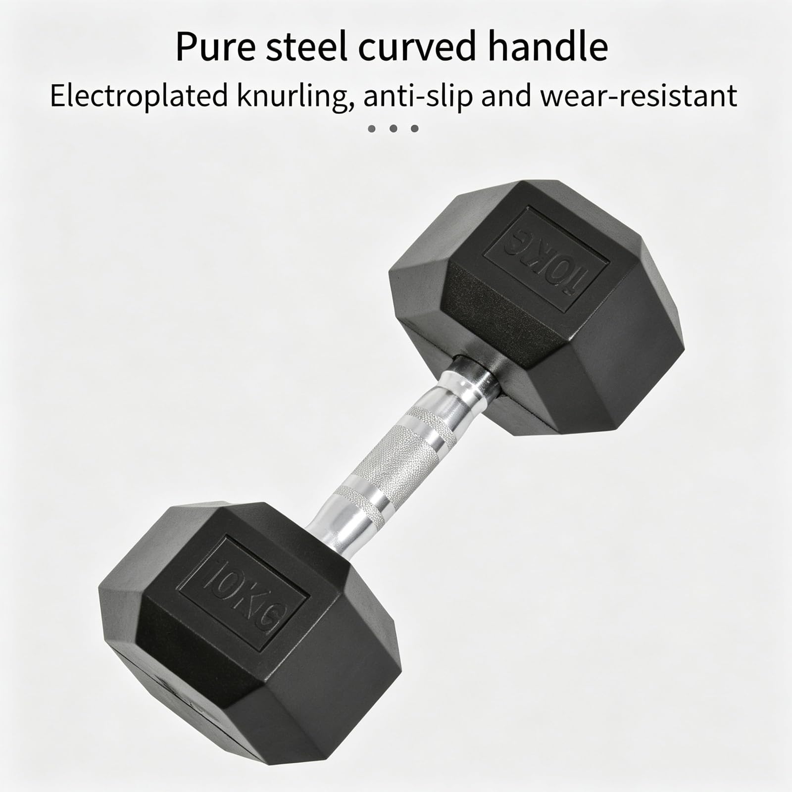 Mancuernas Hexagonales Recubiertas de Caucho, Pesas Fijas de Hierro Fundido | Agarre Hexagonal Antideslizante, Equipo Fuerza Hogar y Gimnasio(5kg/11.0lb)