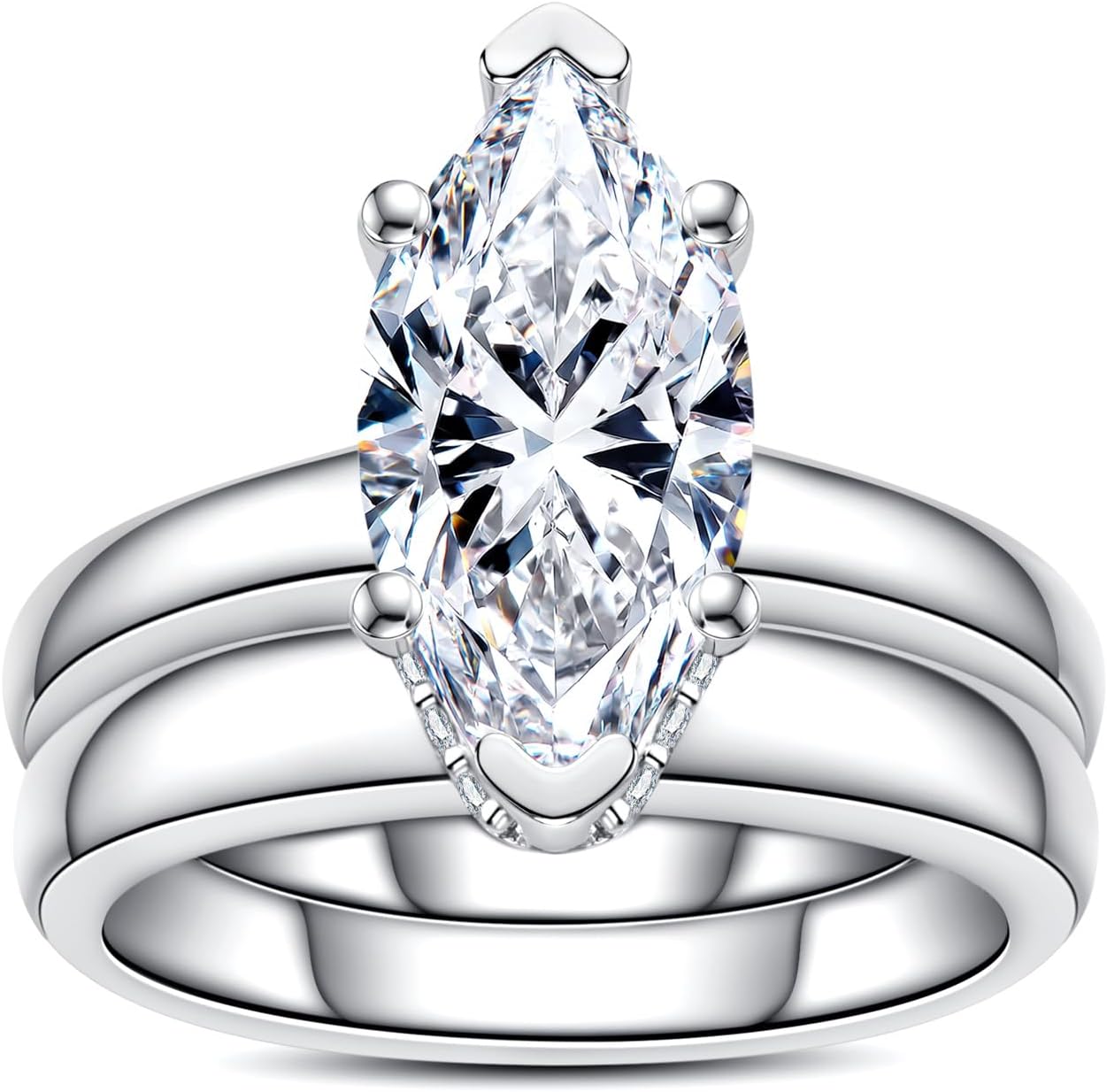 Moissanite Wedding Ring Bridal Set for Women 925 Sterling Silver with 18K White Gold Plated D Color VVS1 Clarity Travel Moissanite Engagement Rings Promise Rings with Certificate