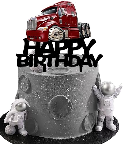 Miniatura 4 de Decoración para tartas de camión pesado, suministros de fiesta temática de transporte, decoración de acrílico para pastel de cumpleaños para niños y