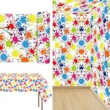 gisgfim Art Paint Tablecloth Roll 51In x 100Ft Paint Splatter Party Table Covers for Art Party Supplies Arts Theme Birthday Decorations Creative Artist Painting Decor (Plastic)