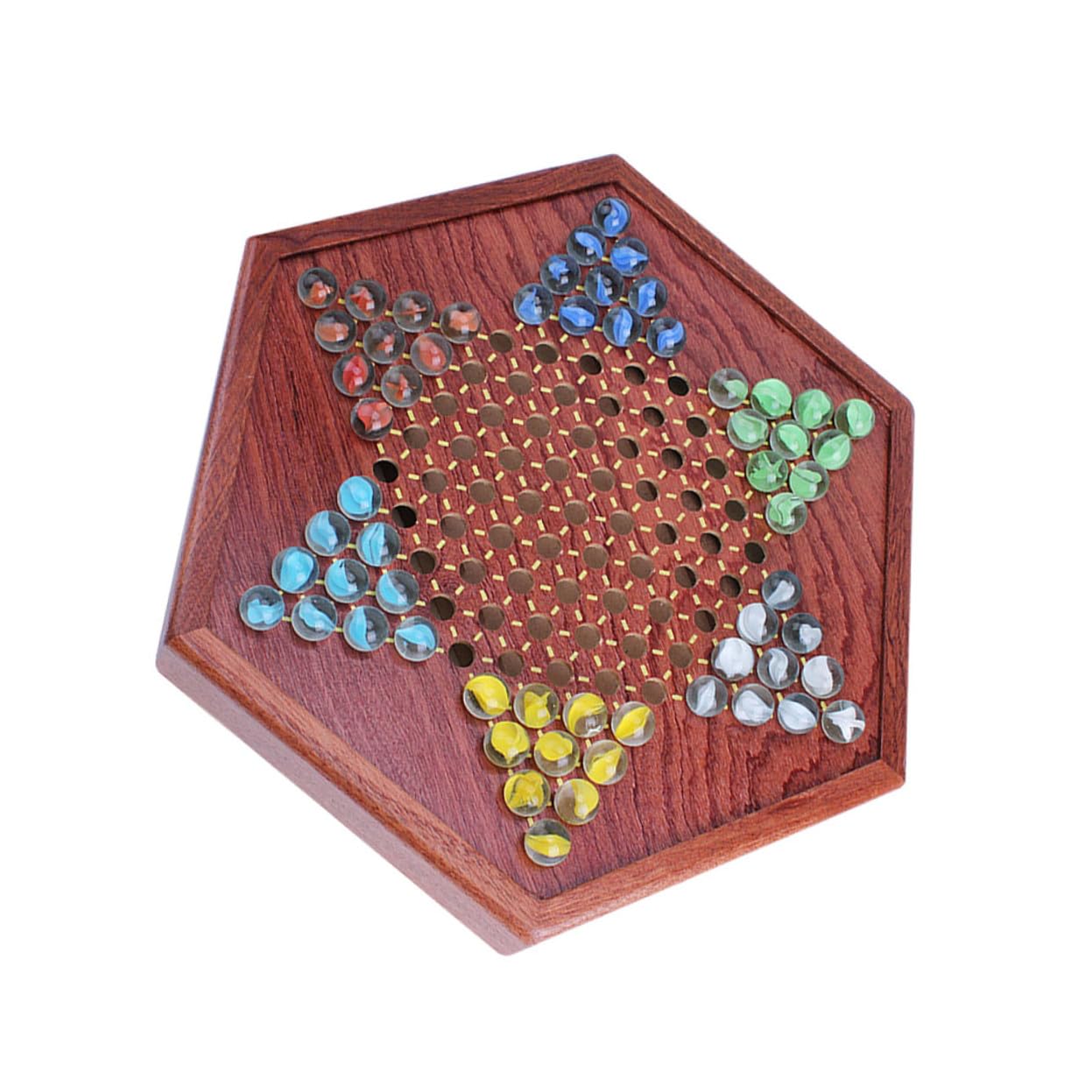 Set Gioco Dama Cinese in Legno con Scatola a Cassetto Esagonale, Gioco da Tavolo Strategico per Intrattenimento Familiare, Adatto a Giovani e Anziani