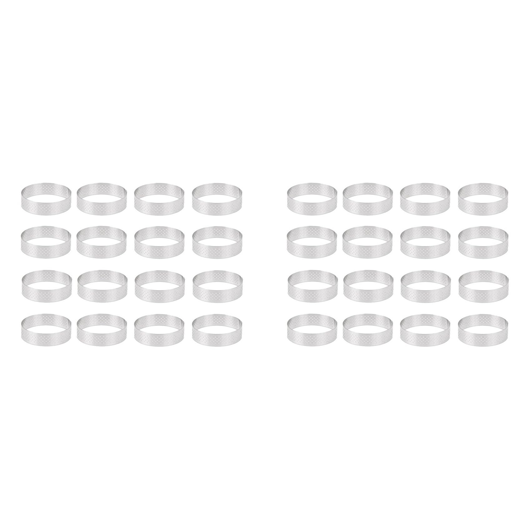 Hndhbfgrt 32Pcs 8Cm Stainless Steel Tartlet Molds French Dessert Mousse Fruit Pie Tart Ring Quiche Cake Mold
