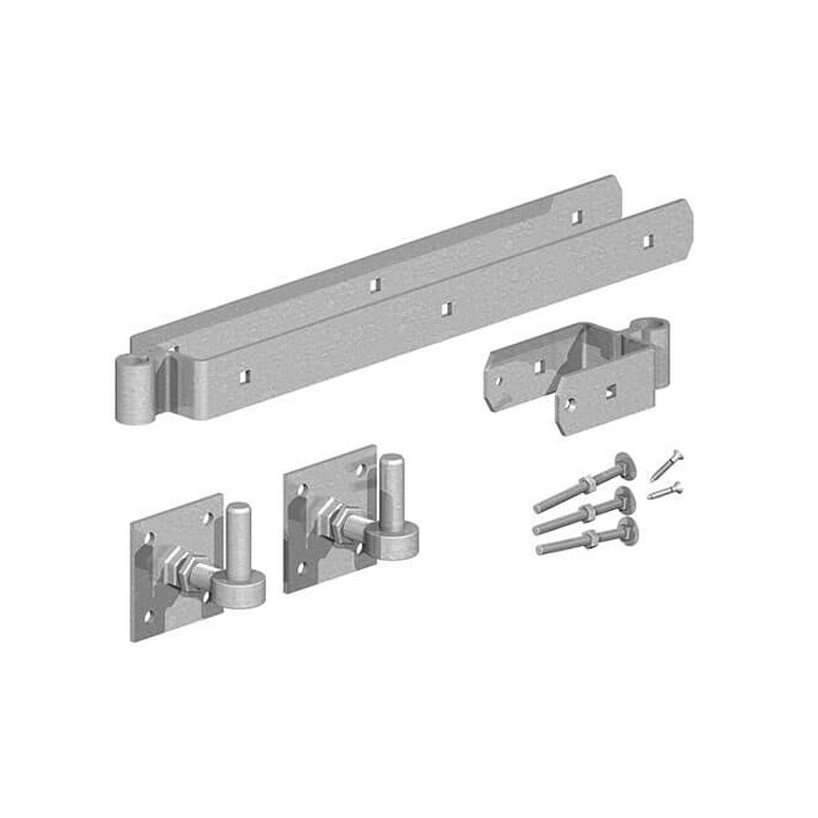 Gatemate Field Gate Double Strap Hinge Set With Adjustable Hook On Plate - 450Mm - Galvanised