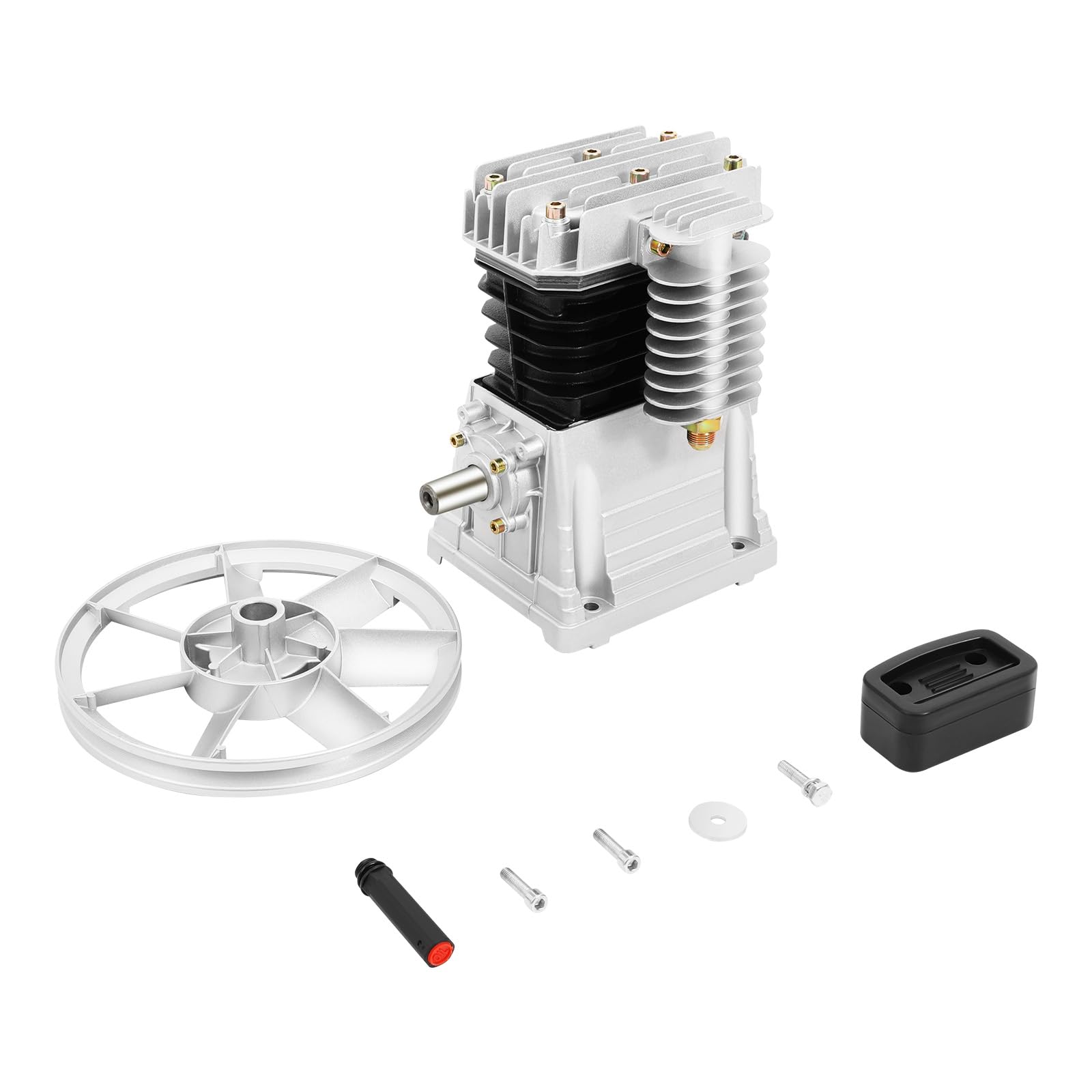 Compresor de aire cabezal de bomba, 960RPM compresor agregado 3 CV, compresor de 2 cilindros, 10 bar, bomba de compresor de aire con silenciador para dispositivos neumáticos y reparación