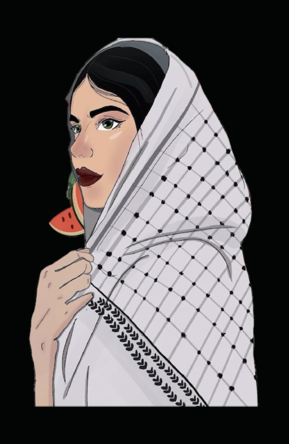Girl of the Keffiyeh motif keffieh details precis Watermelon