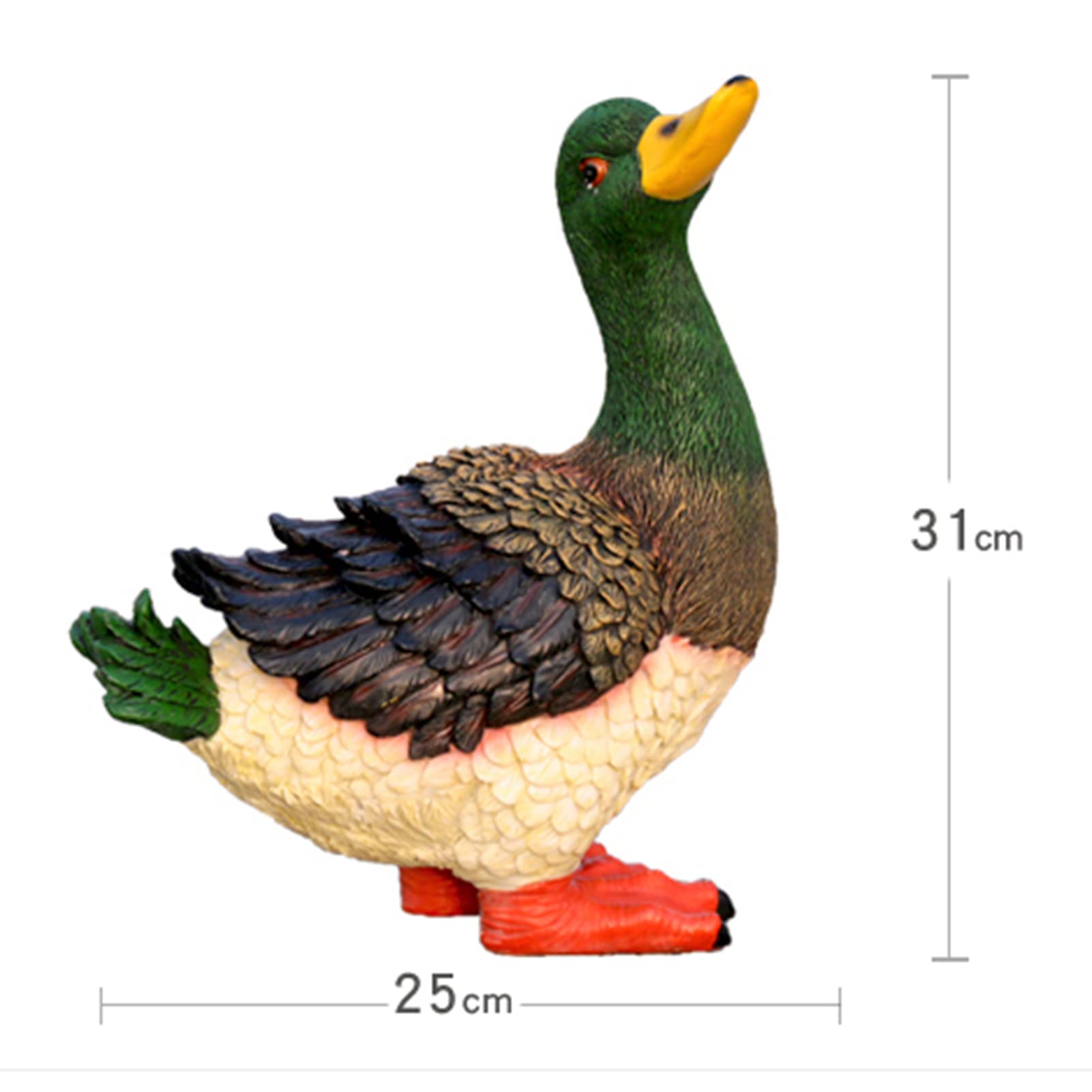 LTL Garten Figur Wilde Ente Harz Handwerk Sammler Tierfiguren Deko für Draußen Garten Miniaturen Skulpturen & Statuen Schmuckstück,Weiß
