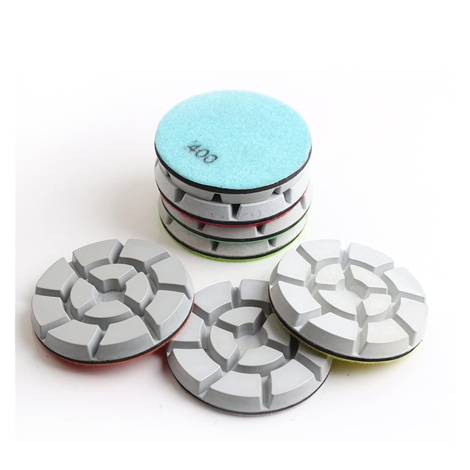 CAREG 9 Piezas/Juego 4quot;Almohadillas de Pulido de Suelo de Diamante, Pulido de Suelo Blanco, Apto for pulidor, Piedra, Herramienta abrasiva de hormigón Durable (Color : 200, Siz