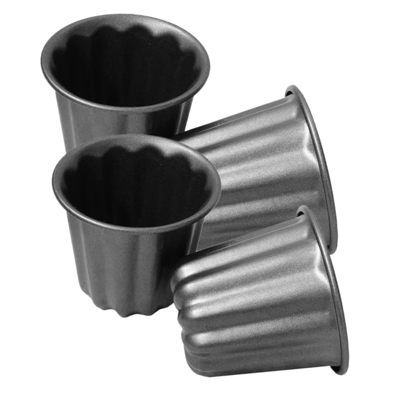 Zerodeko 4 Moldes para Muffins y Pudines de Acero al Carbono, Antiadherentes, Reutilizables y Fáciles de Limpiar, para Repostería en Casa y Fiestas