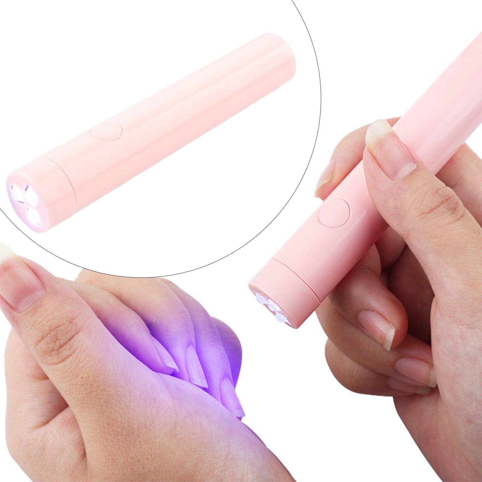 5 set mini lampada UV polacca torcia USB ricarica facile palmare 6W, rosa, 18x107mm