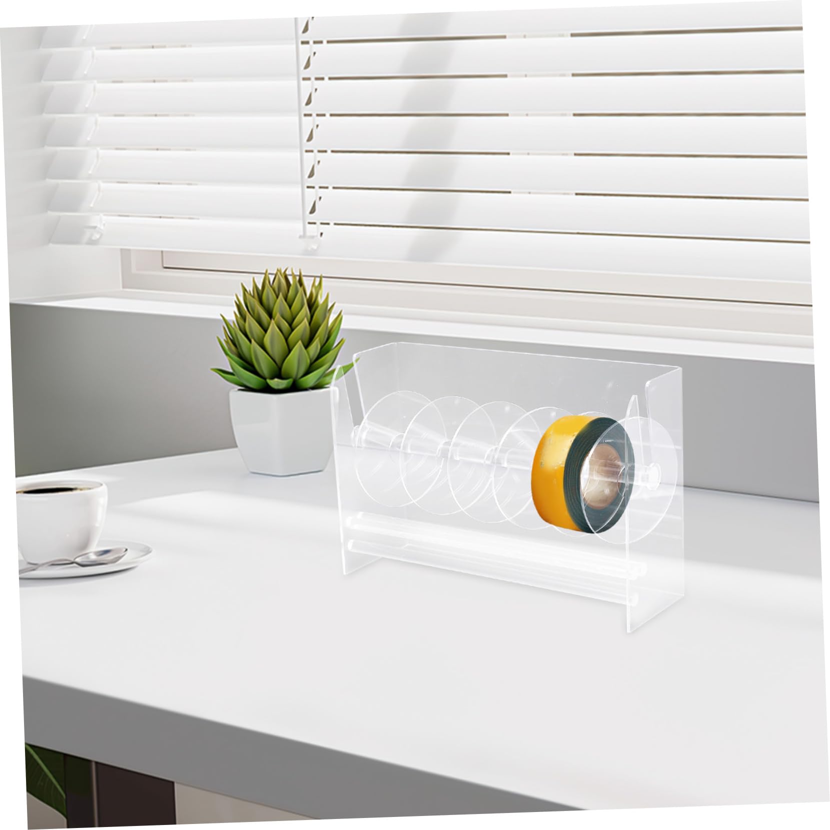 Veemoon Distributeur D’autocollants Réglable en Acrylique Rangement Organisé Porte-étiquette à 7 Compartiments pour Bureau et Bureau