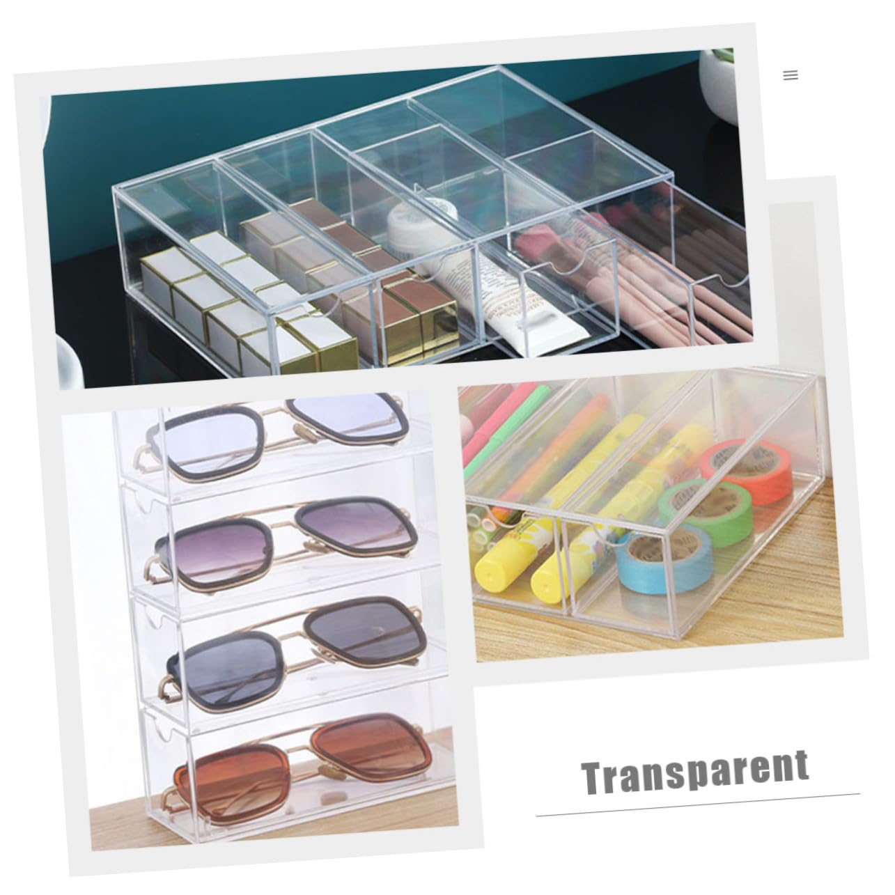 ifundom Caja de Almacenamiento para Gafas de Sol Resistente 4 Capas y 2 Unidades, Adecuado para Decoracion Colegio y Exhibición en Tienda de Gafas