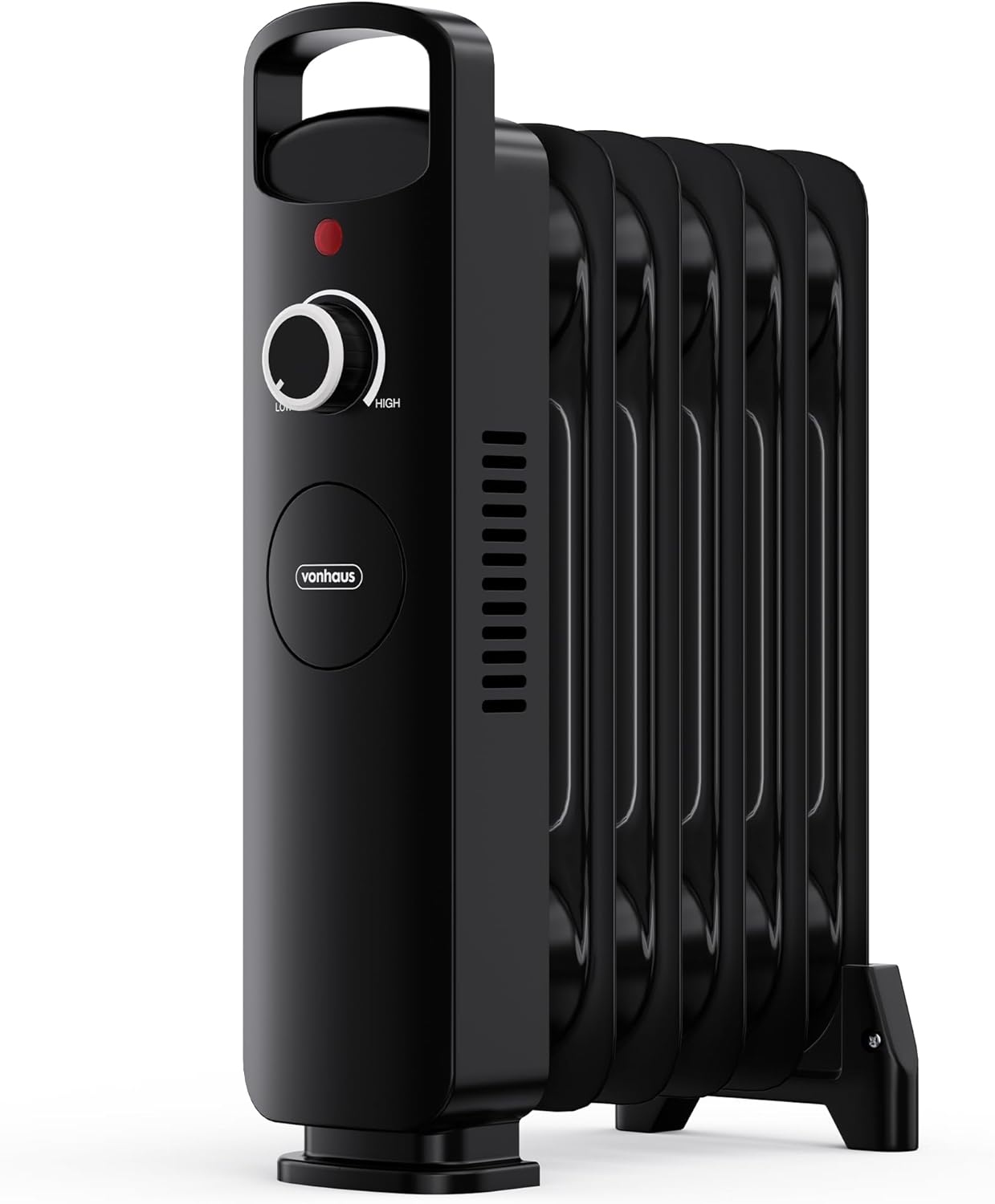 VonHaus Oil Filled Radiator 6 Fin – Mini Oil Heater Portable Electric Free Standing 800W for Home, Office, Any Room – Adjustable Thermostat, Carry Handle, Lightweight, 1.5m Power Cable - Amazon product rated Grade A