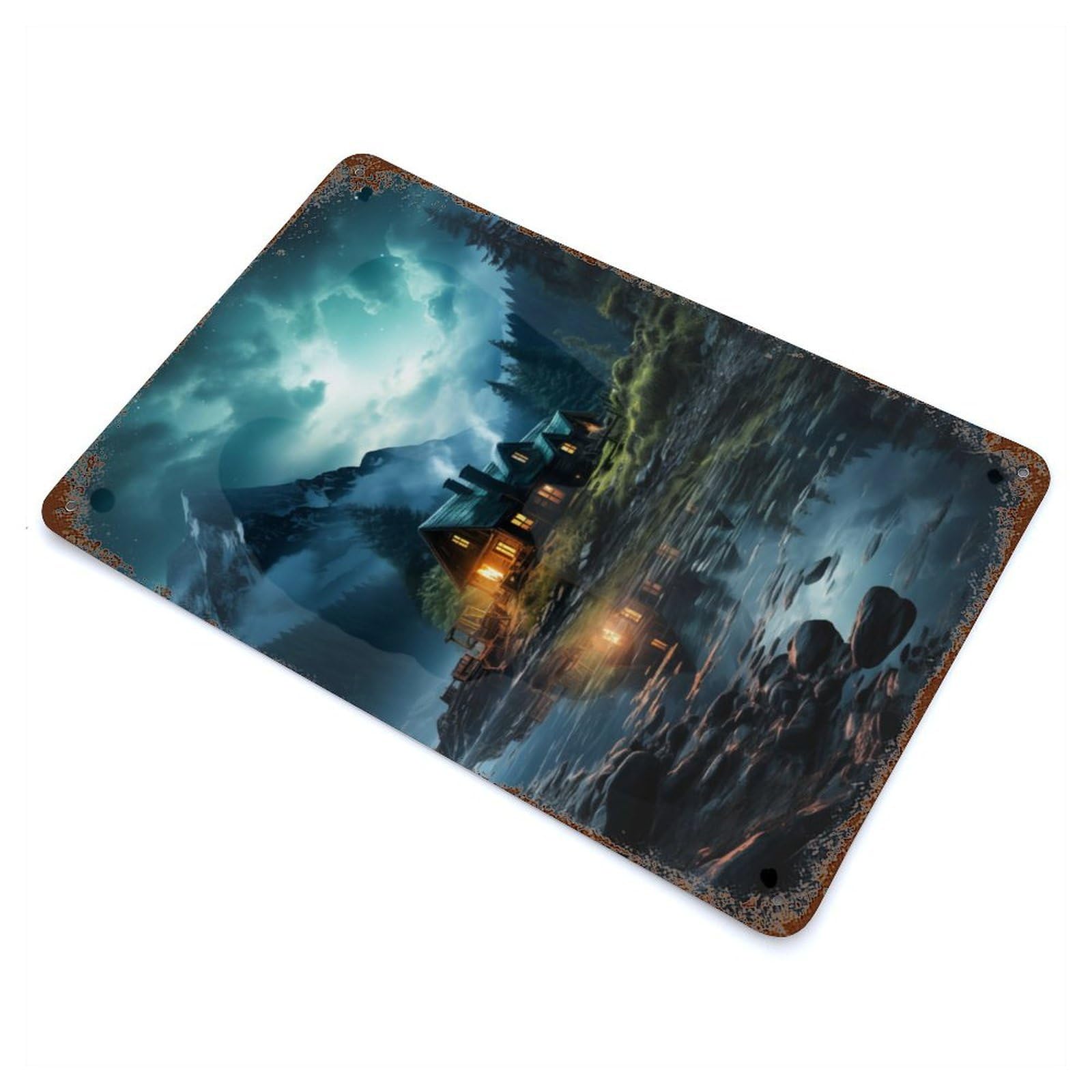 Garage Style Iceland Nature Rustic Tin Plaque 11.8"x7.9", Classic Wall Plaque for Bar And Workshop
