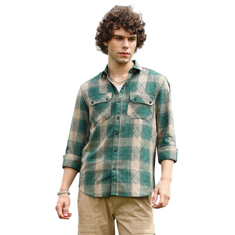 Image of CAHOOT Men's Shirt for Casual Wear | Spread Collar | Long Cuffed Sleeves | Button Closure | Shirt Crafted with Comfort Fit for Everyday Wear