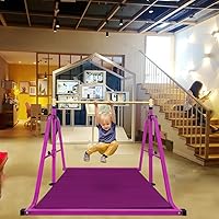 Vista 4 de Barra de gimnasia plegable para niños, altura ajustable de 3-5 pies, capacidad de peso de 330 libras, equipo de entrenamiento junior profesional