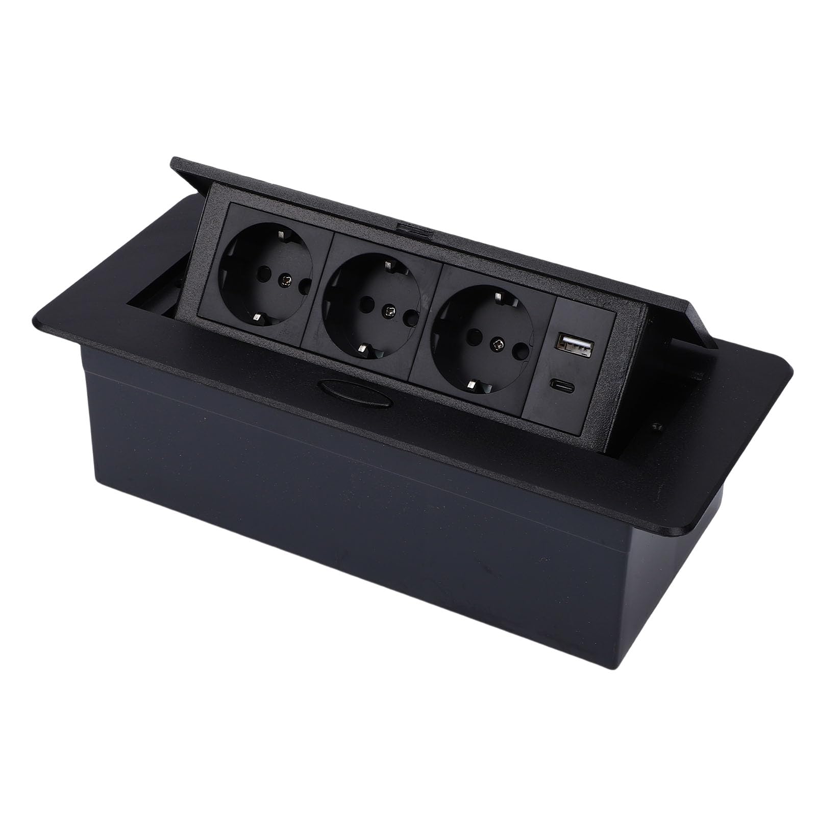 SEAFRONT Gniazdo Podtynkowe z 3 Gniazdami, 20W USB A i C, Listwa Zasilająca | Panel ABS Szczotkowany, Odporny na Zarysowania, Mechanizm Tłumiący z Wolnym Odbiciem, Diodowa Lampka Kontrolna, stopień