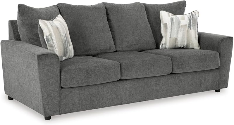 Signature Design by Ashley Gray Chenille Sofa, Easy Assembly, Stairatt