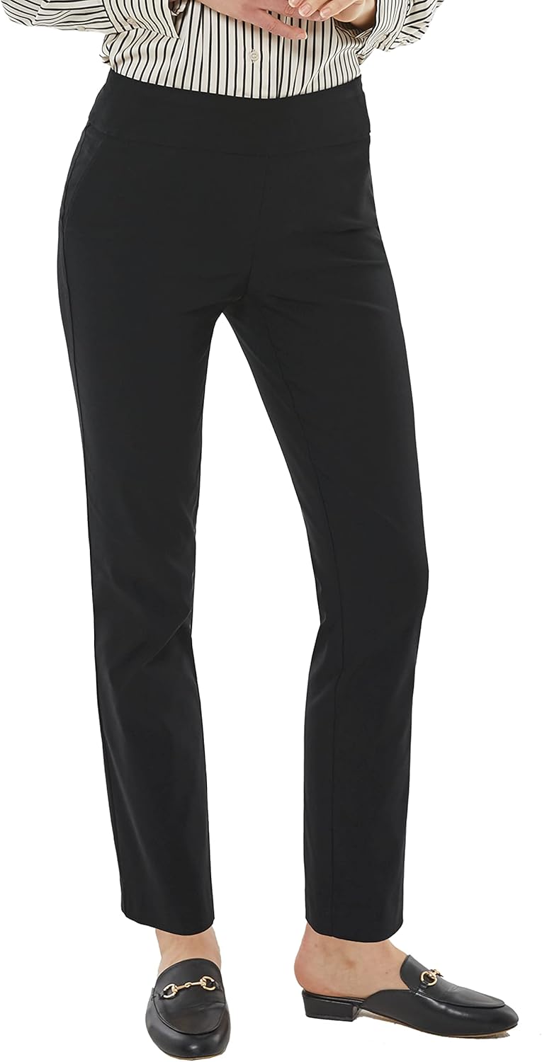 May You Be Women’s Super Stretch Straight Fit Comfy Pull-On Business Casual Pants