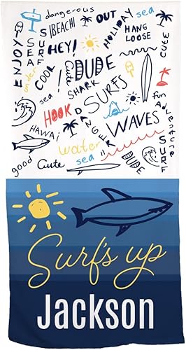 Miniatura 9 de GiftsForYouNow Toalla de playa personalizada de tortuga tropical, 30 x 60 pulgadas, tela de microfibra de poliéster de rizo