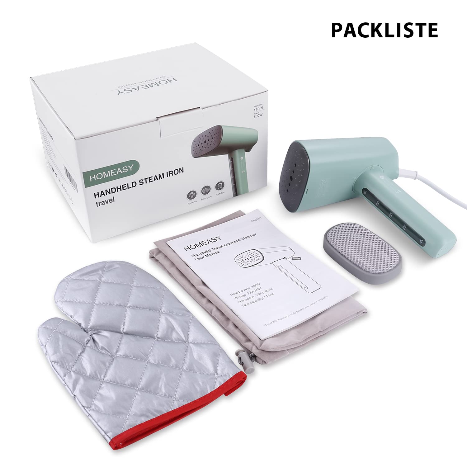 HOMEASY Reise-Dampfglätter Dampfbürste mit 110 ml Wassertank 800W Schnelle Erwärmung für Alltag und Reise