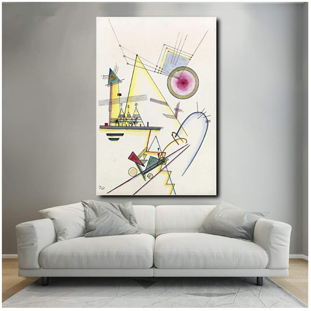 Tableau Kandinsky abstrait 30x50 cm avec cadre pour habiller facilement un mur de salon vide
