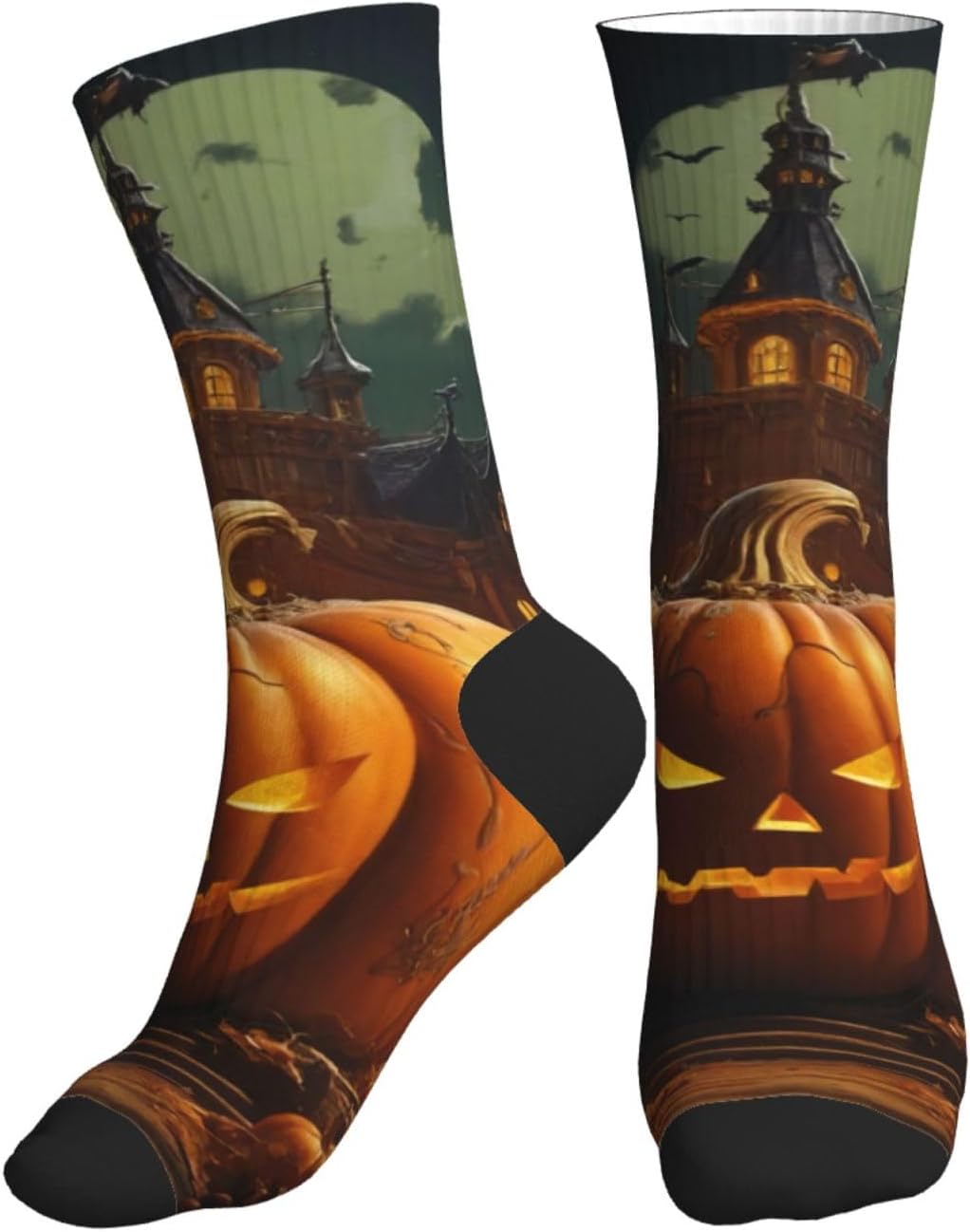 Pumpkin Halloween Print Adult Mid-Calf Socks Casual Athletic for men and women breathable comfortable socks