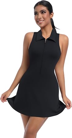 Abito Da Tennis E Golf Donna, Senza Maniche, Plissettato, Con Mezza Cerniera, Linea A, Perfetto Per L'estate!