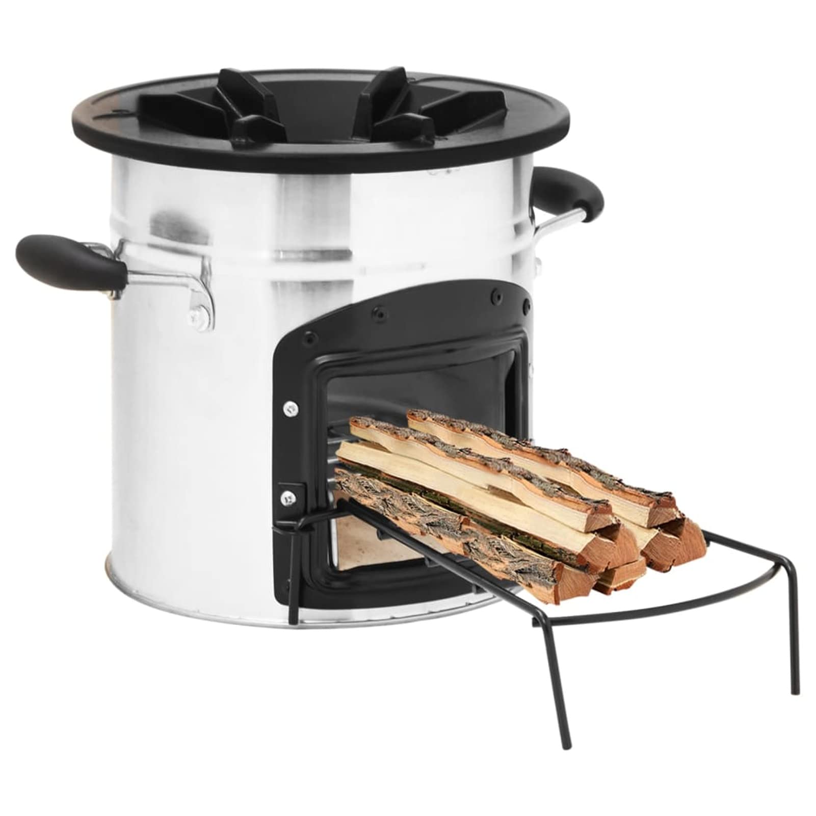 Stufa a Legna da Campeggio Argento 45,5x33x25,5 cm Acciaio Inox,Stufa a Legna compatta per Il Campeggio all'aperto e la Cottura di PIC-nic