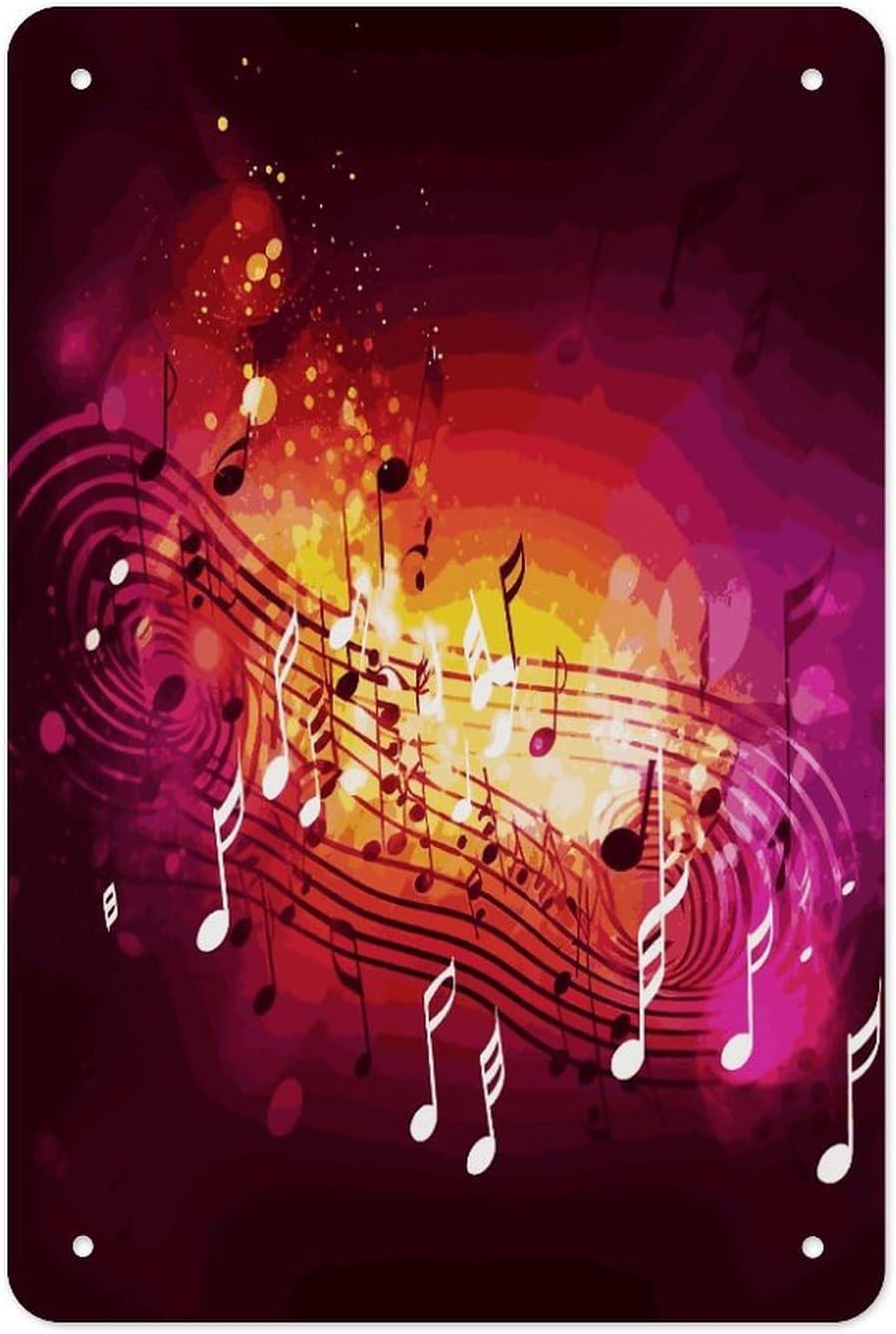 Music Notes Folded Edge Vintage Metal Tin Sign