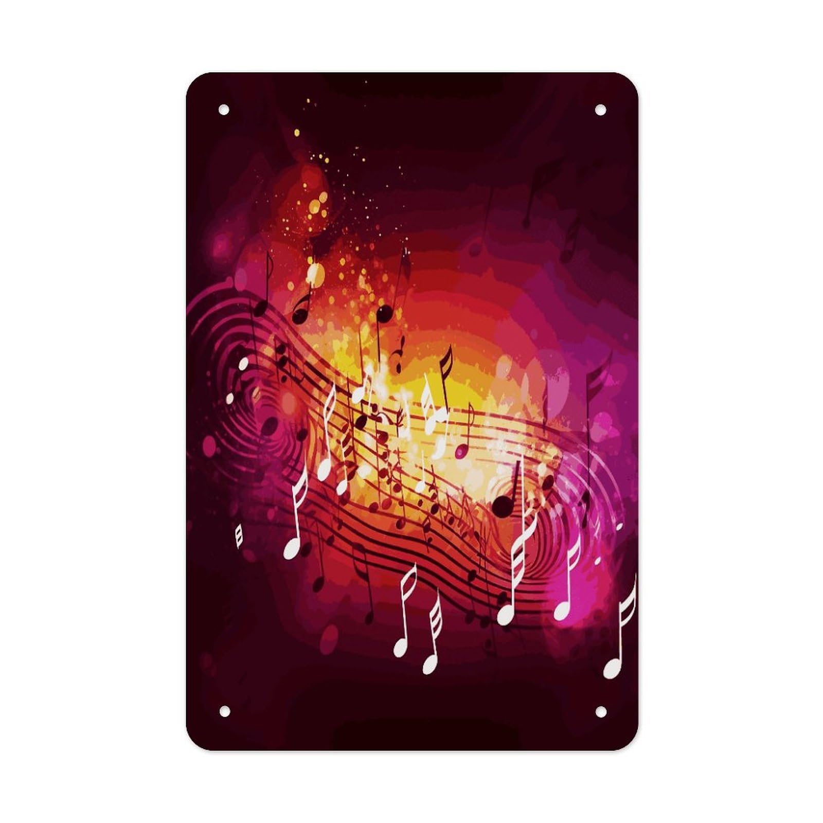 LDGSUPH Music Notes Wall Art Prints Folded Edge Iron Sheet Painting with Holes for Wall Prints Decorative Picture Metal Signboard Decor Painting for Outdoor Indoor Wall Decor