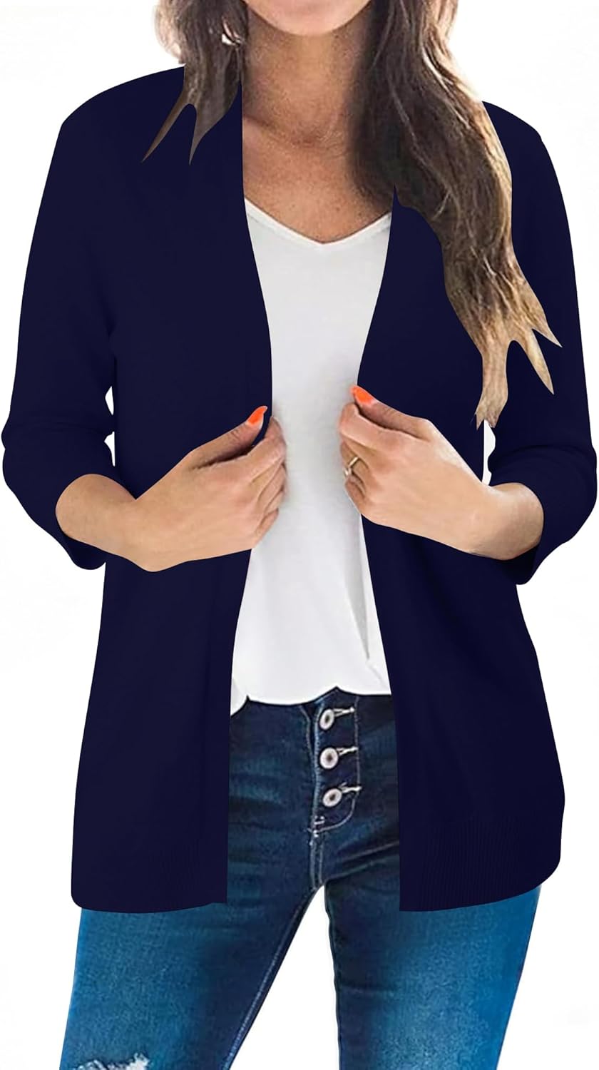CRAZY GRID Women's Casual Cardigans with Pockets Lightweight Open Front Cardigan Sweaters Dressy Knit Outfits Plain Color - Image 2
