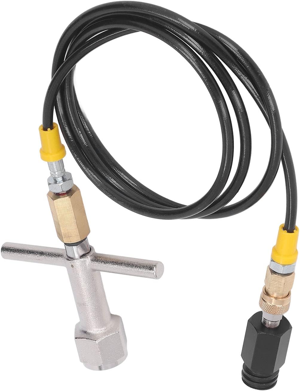 Premium Soda Maker Direct Adapter Connector Heavy Duty High Pressure Hose for CO2 Tank Cylinder Stainless Steel Brass Construction 60 Inch Length Included Accessories (W21.8‑14 to TR21‑4)