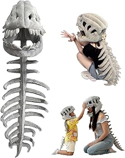 Dinosaur Skeleton Costume Spinosaurus Skull Mask and Plush Spine