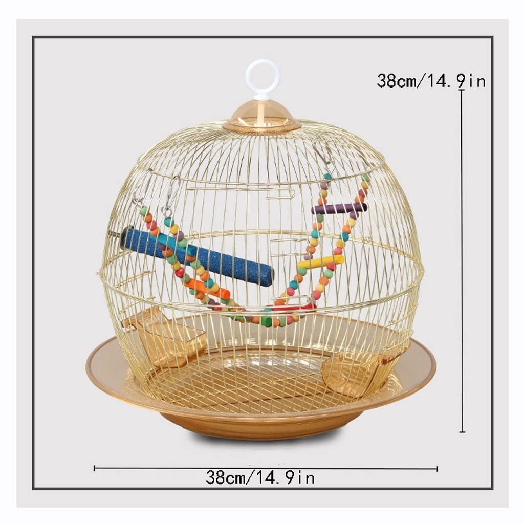 Vogelkäfig Voliere mit Käfig aus Tigerhaut, Vogelkäfig, rund, aus Metall, dekorativer Käfig, Eisen, Galvanik, Vogelkäfig, Zucht, Gold, tragbar und einfach aufzuhängen