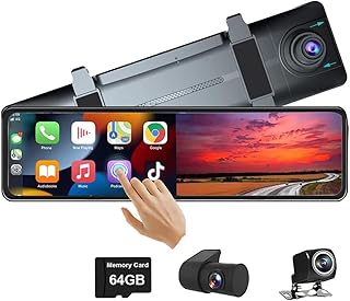 XRC TECH 3 Câmeras Dash Cam, Carplay e Android Auto, 2,5 K 2560 * 1440P Gravador de Vídeo Espelho Retrovisor, WiFi GPS Navi, Modo de Estacionamento 24 Horas, Download de Vídeo no Aplicativo