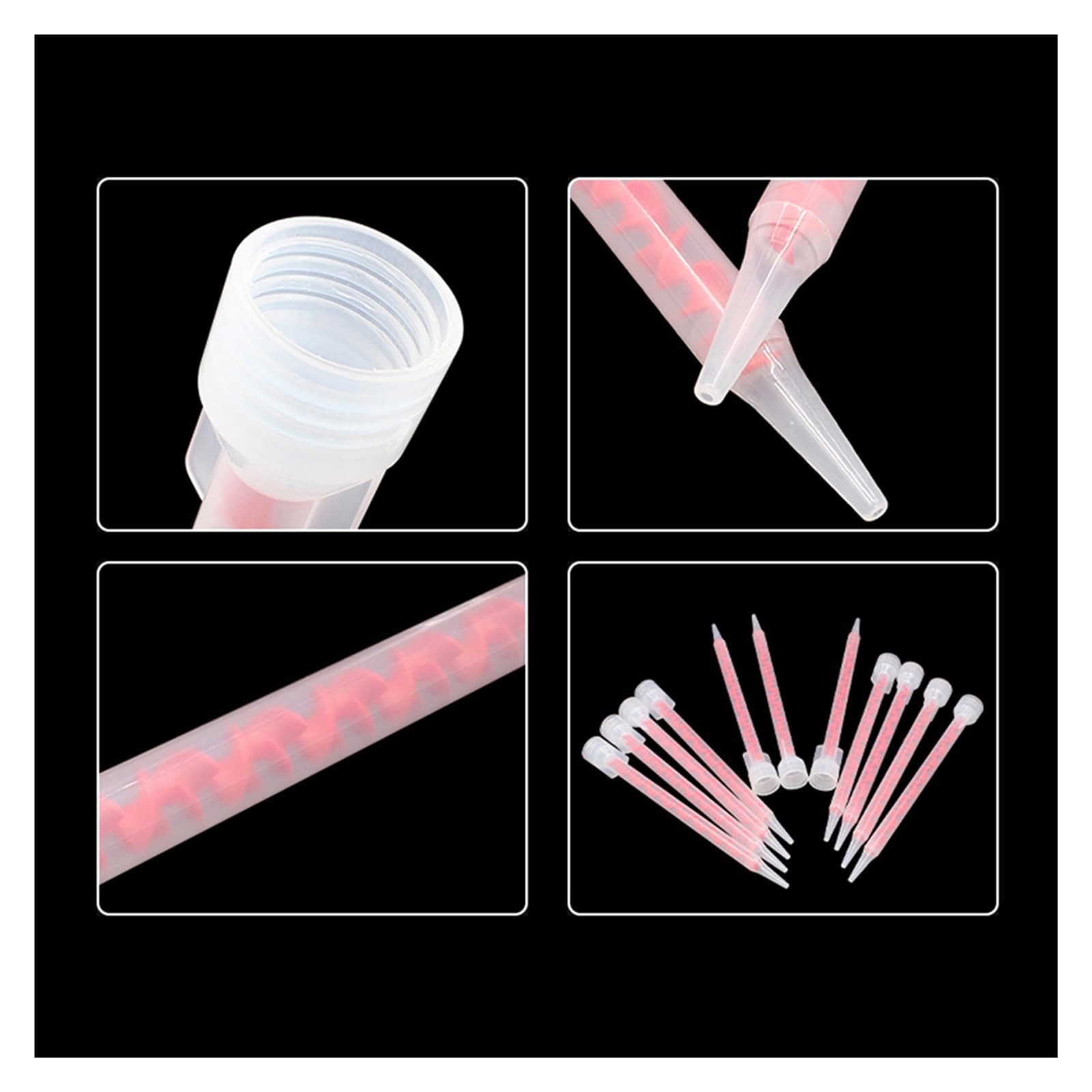 Mezcladores Estáticos Boquilla mezcladora de doble barril (100 unidades), boquilla mezcladora estática, tubo mezclador de epoxi, compatible con cartuchos dobles de 200 ml y 400 ml.