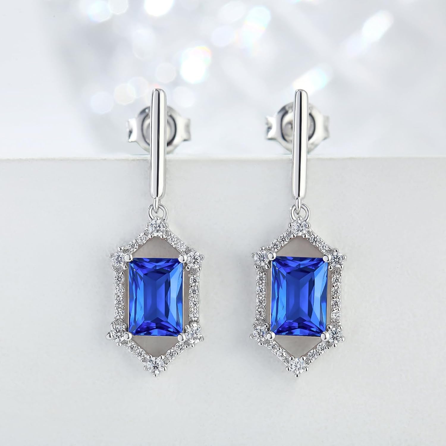 925 Sterling Silver Dangle Drop Earrings for Women Silver Drop Stud Earrings Hypoallergenic Cubic Zirconia Dangle Earrings - Image 4