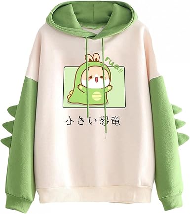 Amazon.com: FABIURT Sudaderas y sudaderas con capucha de la moda de las  mujeres de dinosaurio empalme Tops Casual dibujos animados lindo sudaderas  adolescentes niñas suéter : Ropa, Zapatos y Joyería