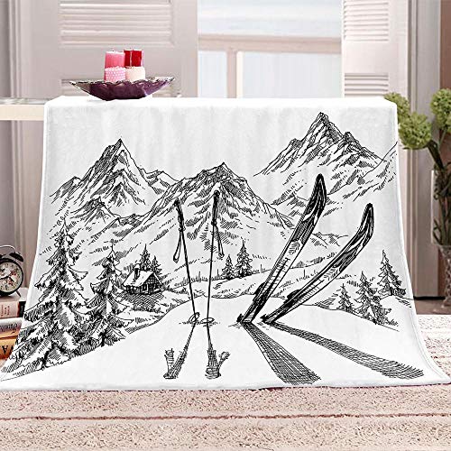 ZFSZSD Couverture en Peluche Luge de Montagne de Neige - Douce et Confortable - Couvre-Lit, Housse de Canapé, 70x100cm