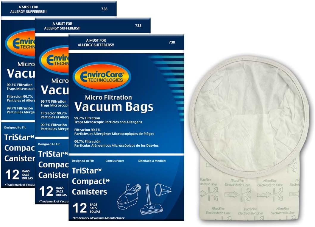 36 TriStar Compact Patriot Allergy Vacuum Bags, Miracle Mate,Airstorm