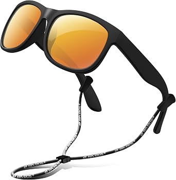 RIVBOS Kids Sunglasses with Strap Polarized UV Protection Flexible Rubber Shades for Boys Girls RBK023