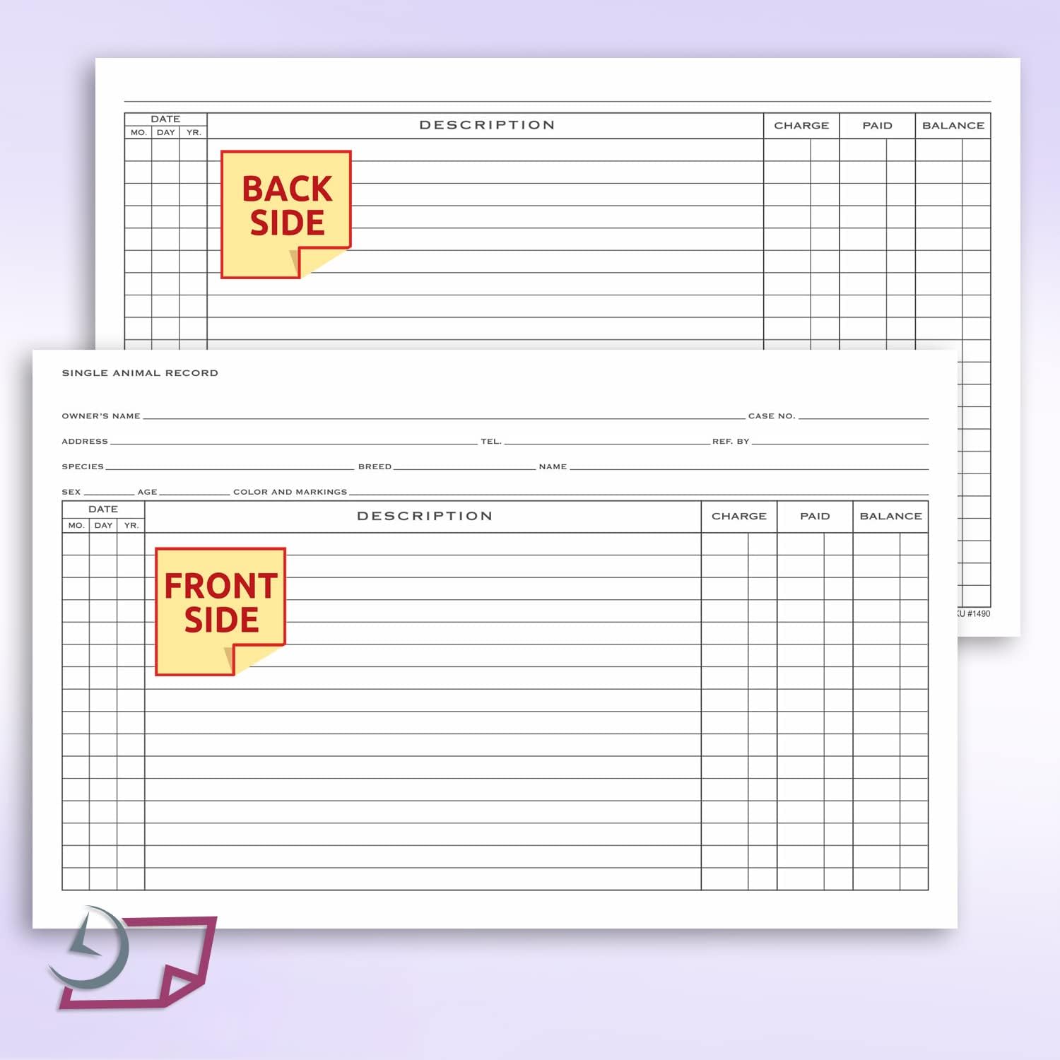 NextDayLabels - Single Animal Exam Records Information Cards, 8x5 Horizontal Format